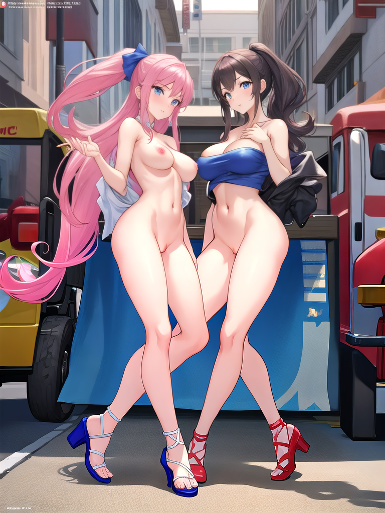  Sexy, street fighter girls, 2 girls, front view, no clothes, fully nude, photo quality, hyper realistic, cgi, hentai, big boobs, centered