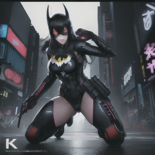  Large white border all round. Overlay Japanese type. A poster with of batgirl in tokyo, cyberpunk art by Maciej Kuciara, cgsociety, deconstructivism, darksynth, behance hd, dystopian art. hyperrealistic, full body, detailed clothing, highly detailed, cinematic lighting, stunningly beautiful, intricate, sharp focus, f/1. 8, 85mm, (centered image composition), (professionally color graded), ((bright soft diffused light)), volumetric fog, trending on instagram, trending on tumblr, HDR 4K, 8K