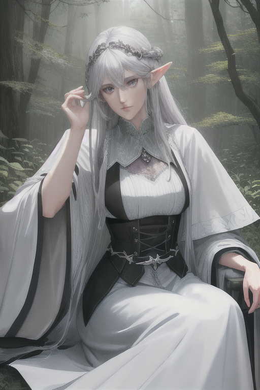  Silver hair, elf, purple eye, dress like saints, in the forest, surrounded by animals, lean on a tree, and sleep hyperrealistic, full body, detailed clothing, highly detailed, cinematic lighting, stunningly beautiful, intricate, sharp focus, f/1. 8, 85mm, (centered image composition), (professionally color graded), ((bright soft diffused light)), volumetric fog, trending on instagram, trending on tumblr, HDR 4K, 8K