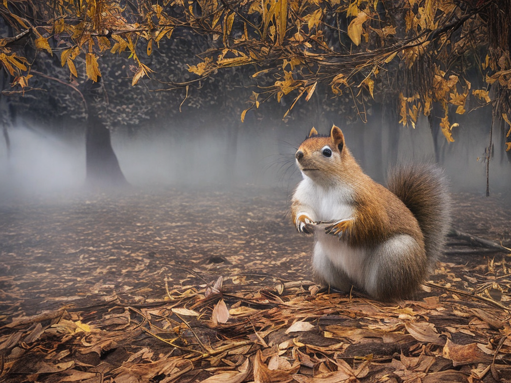  Once upon a time, in a magical forest, there lived a curious little squirrel named Misha hyperrealistic, full body, detailed clothing, highly detailed, cinematic lighting, stunningly beautiful, intricate, sharp focus, f/1. 8, 85mm, (centered image composition), (professionally color graded), ((bright soft diffused light)), volumetric fog, trending on instagram, trending on tumblr, HDR 4K, 8K