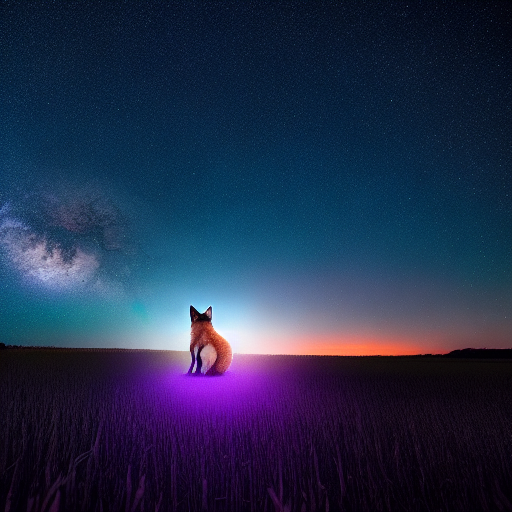  fox in a field in the galaxy sky