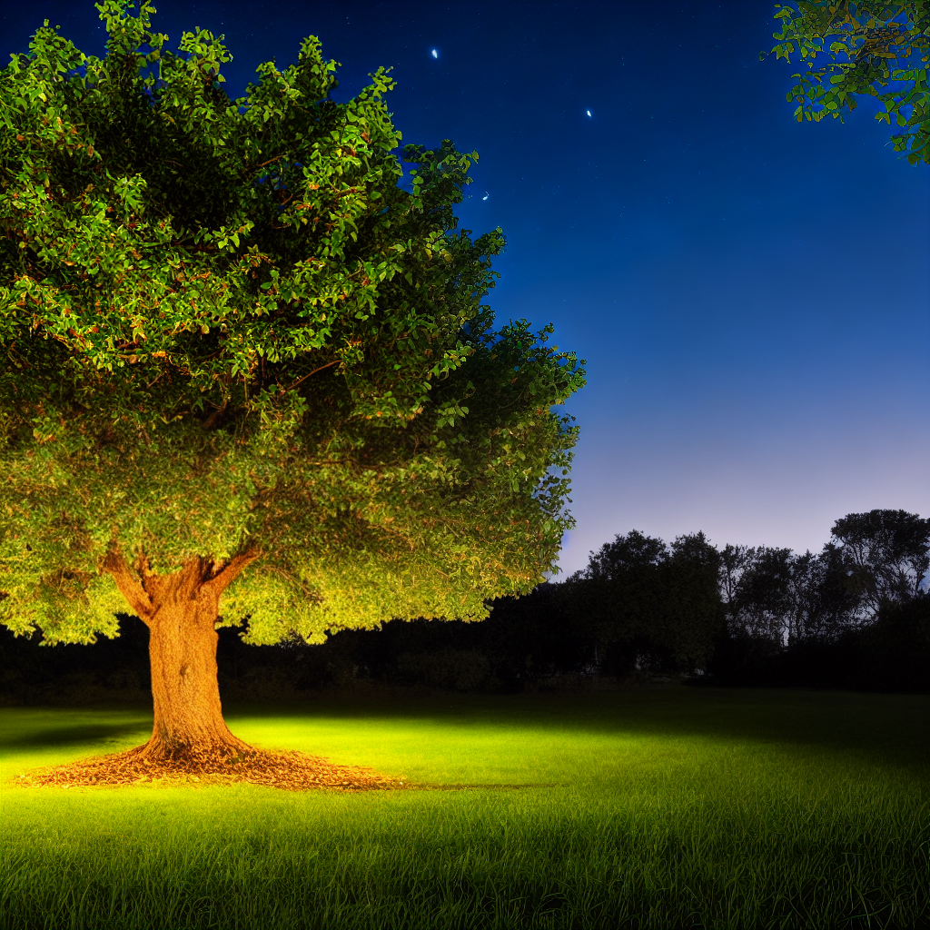  tree of life at night in shadowed feild hyperrealistic, full body, detailed clothing, highly detailed, cinematic lighting, stunningly beautiful, intricate, sharp focus, f/1. 8, 85mm, (centered image composition), (professionally color graded), ((bright soft diffused light)), volumetric fog, trending on instagram, trending on tumblr, HDR 4K, 8K